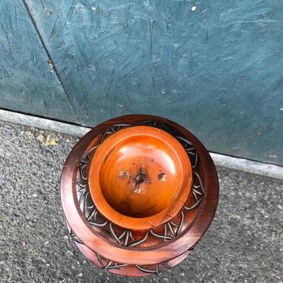 #128 - Two Handmade Wood Pipe Stands and Ashtrays 