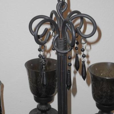 Lot 605 - Awesome Black Cut Glass Chandelier