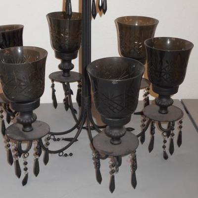 Lot 605 - Awesome Black Cut Glass Chandelier