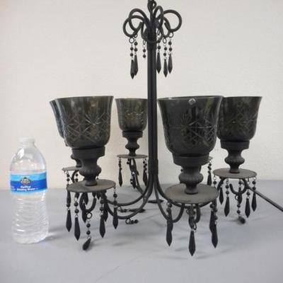 Lot 605 - Awesome Black Cut Glass Chandelier