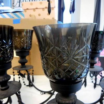 Lot 605 - Awesome Black Cut Glass Chandelier