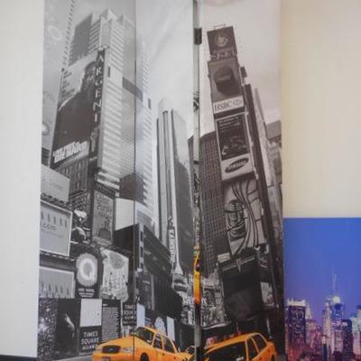 Lot 609 - "The City"  Canvas Wall Hanging & 3 Panel Screen
