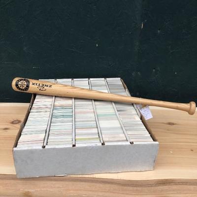 #63 - Large Collection of Football and Baseball Cards and Mariners Baseball Bat