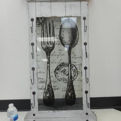 Lot 614 - Unique Wooden Shelf Wall Decor w/ Hooks
