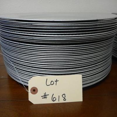 Lot 618 - 37 Plastic Silver Charger Plates
