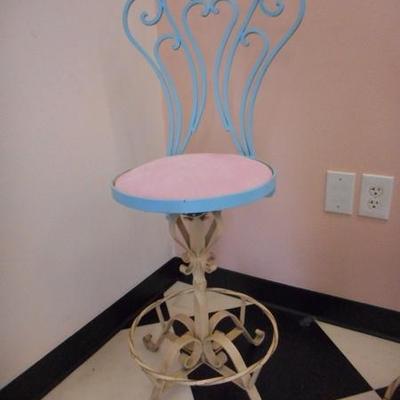 Lot 623 - Turquoise Painted Wrought Iron Ice Cream Palor Chair