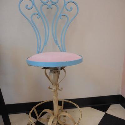 Lot 623 - Turquoise Painted Wrought Iron Ice Cream Palor Chair