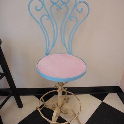Lot 623 - Turquoise Painted Wrought Iron Ice Cream Palor Chair