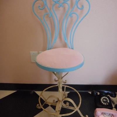 Lot 624 - Turquoise Painted Wrought Iron Ice Cream Palor Chair