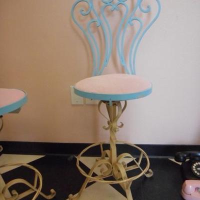 Lot 624 - Turquoise Painted Wrought Iron Ice Cream Palor Chair