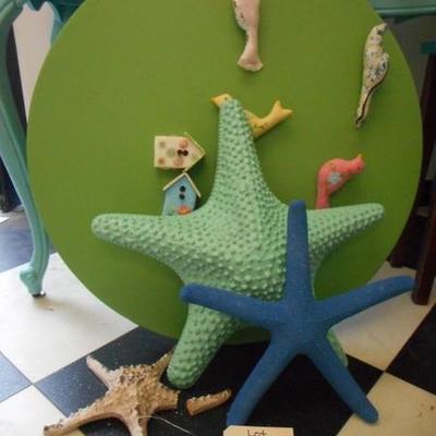 Lot 628 - 3 Starfish (various metals) & Lg. Metal Circle