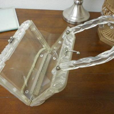 Lot 634 - Adorable Lucite & Rhinestone Purse, 2 Sided Mirror + More