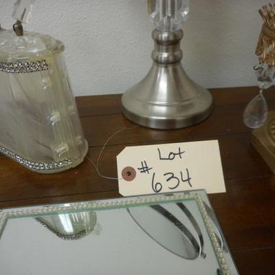 Lot 634 - Adorable Lucite & Rhinestone Purse, 2 Sided Mirror + More
