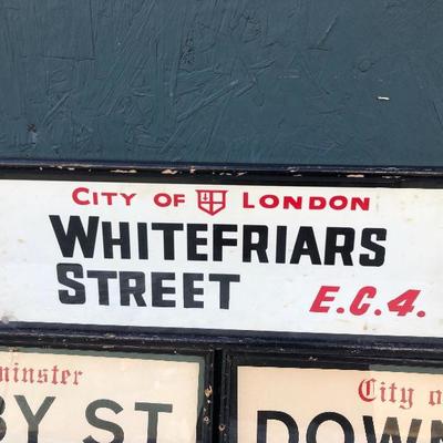 #81 - Antique City of London Framed Street Sign Art