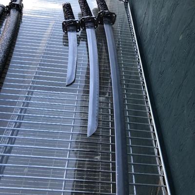 #40 - Set of Three Katana Swords w/ Stand