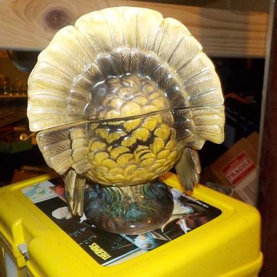 Vintage " Lefton" ceramic turkey trinket holder.