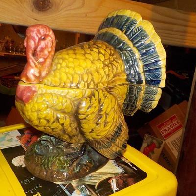 Vintage " Lefton" ceramic turkey trinket holder.