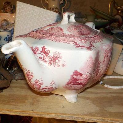 Johnson Bros. England "Old Britain Castles" Red Tea Pot.