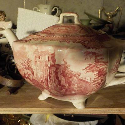 Johnson Bros. England "Old Britain Castles" Red Tea Pot.