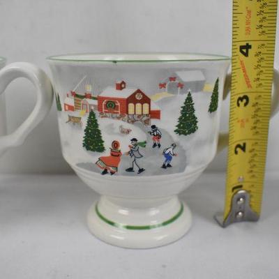 7 pc Christmas Dinnerware: 4 Cups, 2 Saucers, 1 plate