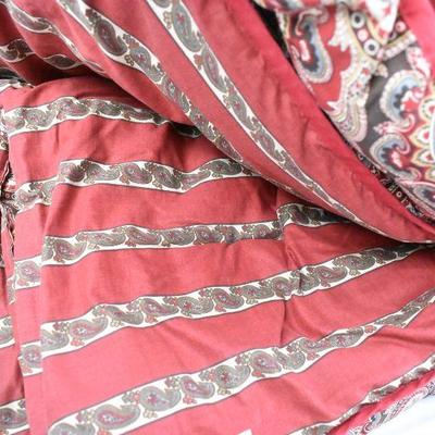 Tommy Hilfiger Comforter, Red/Brown/Blue Paisley Design, Twin Size