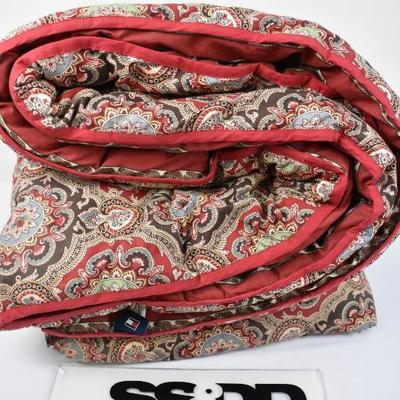 Tommy Hilfiger Comforter, Red/Brown/Blue Paisley Design, Twin Size