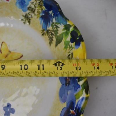2 Melamine Bowls from Pier 1 Imports. Yellow/Blue Floral/Butterflies Print