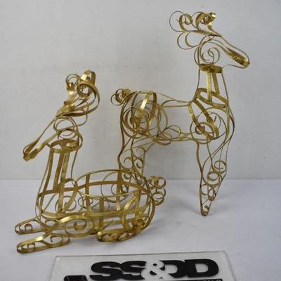 Gold Color Metal Reindeer, Qty 2
