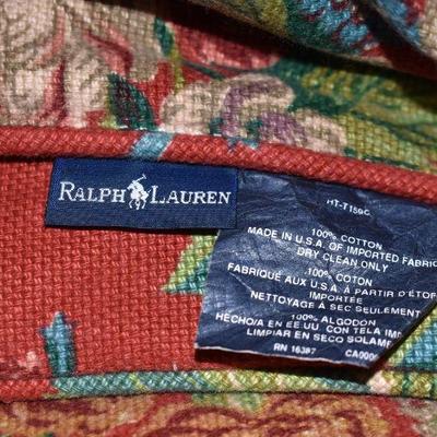 Ralph Lauren Bedding, 4 pc, Maroon Floral. King Comforter, Bed Skirt, & Pillows