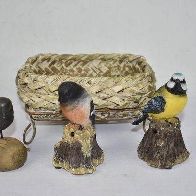 Basket with 3 Bird Figurines