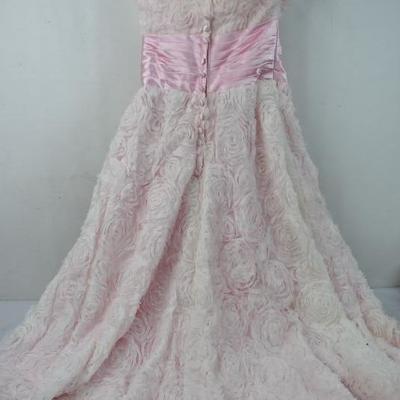 Size 6 Formal Dress (Needs Repairs) Pink with Cream Lace overlay