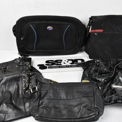 5 pc Black Purses/Travel Bag