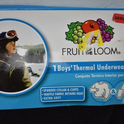 Fruit of the Loom Thermal Underwear Set, BLack, kids size XS 4/5