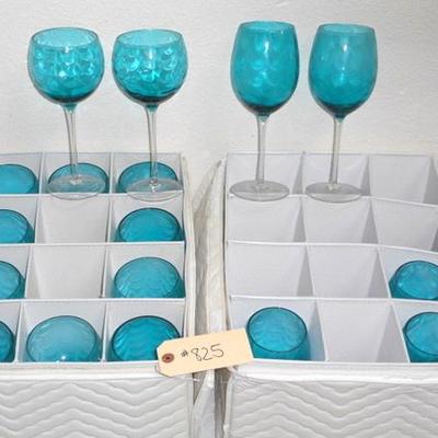 Lot 825 - Blue Colored Wine Glasses 