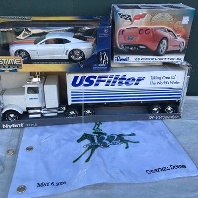 #133 - Collection of Model Cars and Kentucky Derby Flag