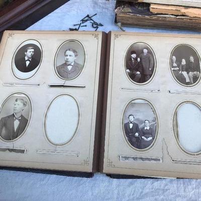 #39 - Three Victorian Photo Albums, Clock Parts, and Antique Bible