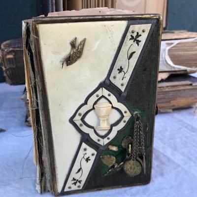 #39 - Three Victorian Photo Albums, Clock Parts, and Antique Bible