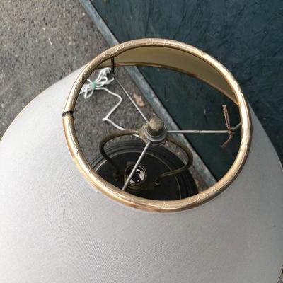 #136 - Grey Ceramic Lamp, Artist's Clothes Pins, Wood Serving Tray, Various Home Goods 