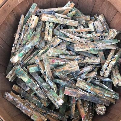 #136 - Grey Ceramic Lamp, Artist's Clothes Pins, Wood Serving Tray, Various Home Goods 