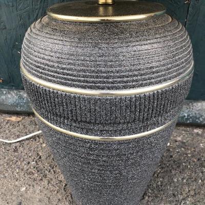 #136 - Grey Ceramic Lamp, Artist's Clothes Pins, Wood Serving Tray, Various Home Goods 