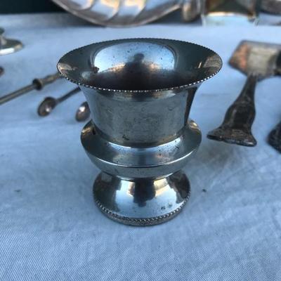 #37 - Large Collection of Silver and Pewter Serving Items