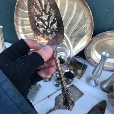 #37 - Large Collection of Silver and Pewter Serving Items