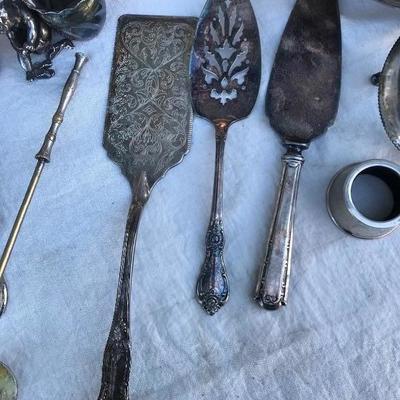 #37 - Large Collection of Silver and Pewter Serving Items
