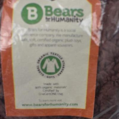 Bears for Humanity Organic Sherpa Plush Animal Toy, Dark Brown, 16