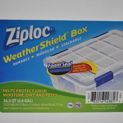 Ziploc 26.5 Quart WeatherShield Storage Box, $14 Retail
