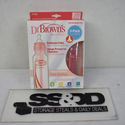 Dr. Brown's Original Baby Bottles, 8 Ounce, Pink, 3 Count, $20 Retail - New