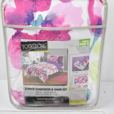 Your Zone Watercolor Floral Bedding Set w/ Comforter. Twin/Twin XL - New