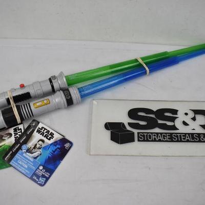 Qty 2 Star Wars Lightsabers 1 Blue & 1 Green, $20 Retail - New