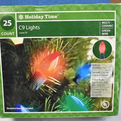 C9 Holiday Lights, 6 boxes, 25 count each. Untested As is