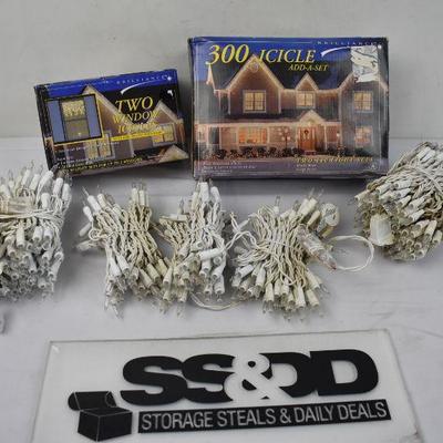 Lot of Clear & Icicle Lights (untested as is)
